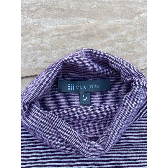 Title Nine Womens Purple Striped Mock neck Sweater Small Activewear - Picture 2 of 4